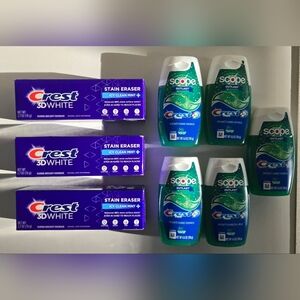 Crest 3D White & Scope Outlast Liquid Gel Toothpaste Bundle (8 items) All New